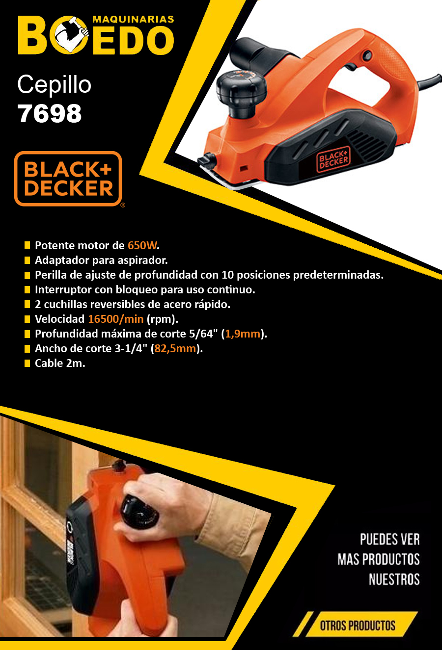 Lijadora Banda 680w BR318 Black+Decker – Maquinarias Boedo