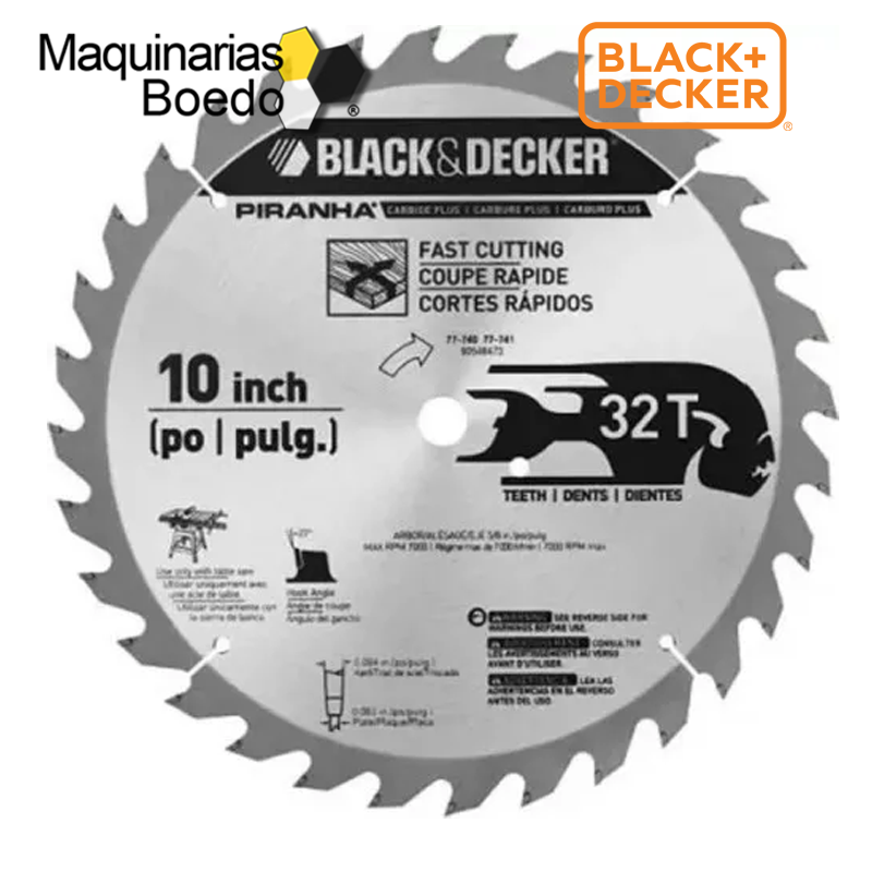 picnic Oficial cráneo Disco Corte Hoja Sierra Madera 254mm 32d 77-740 Black+decker – Maquinarias  Boedo